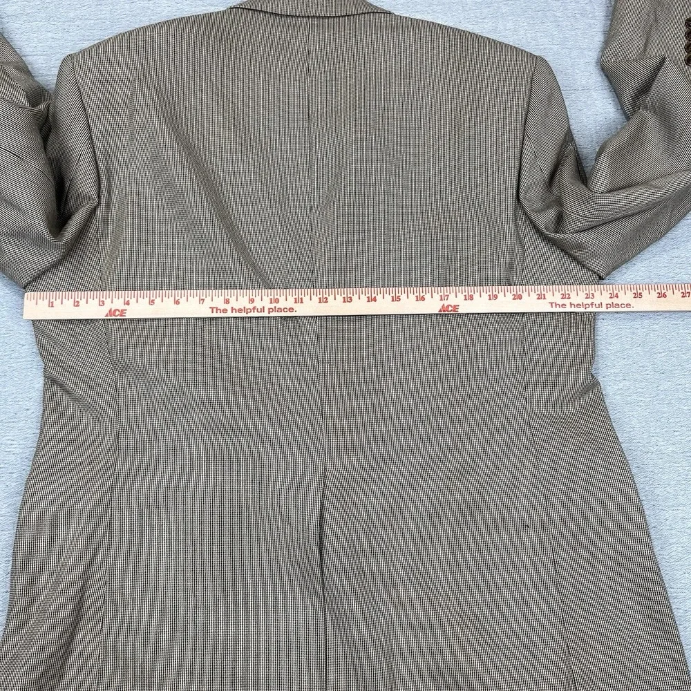 Vintage Oak Creek Sport Coat Mens 44R Beige Wool Houndstooth‎ Blazer USA MADE